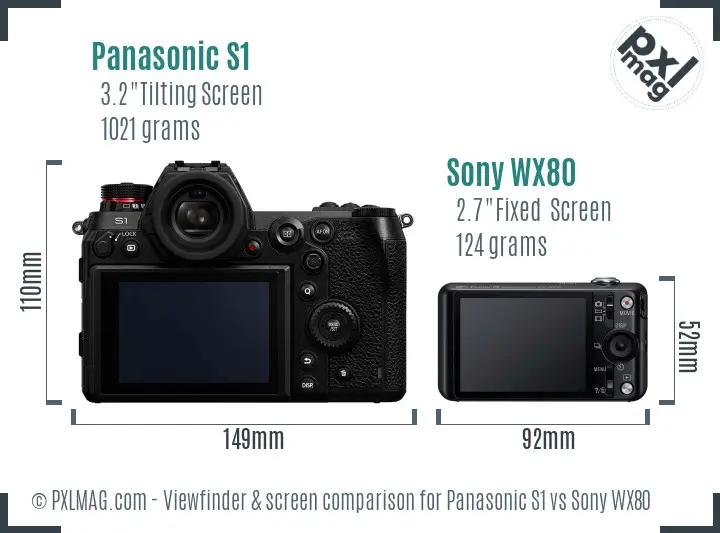 Panasonic S1 vs Sony WX80 Screen and Viewfinder comparison