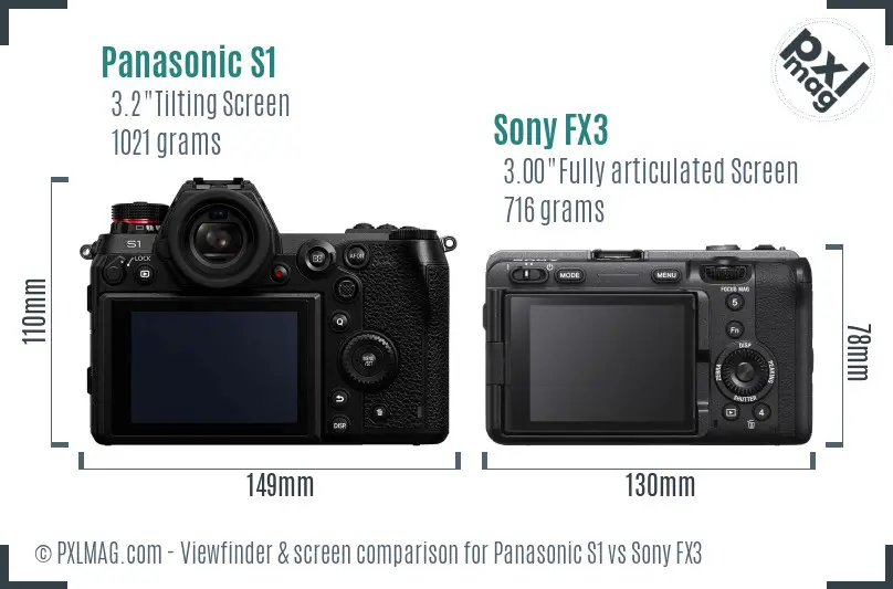 Panasonic S1 vs Sony FX3 Screen and Viewfinder comparison Panasonic S1 vs Sony FX3 Screen and Viewfinder comparison