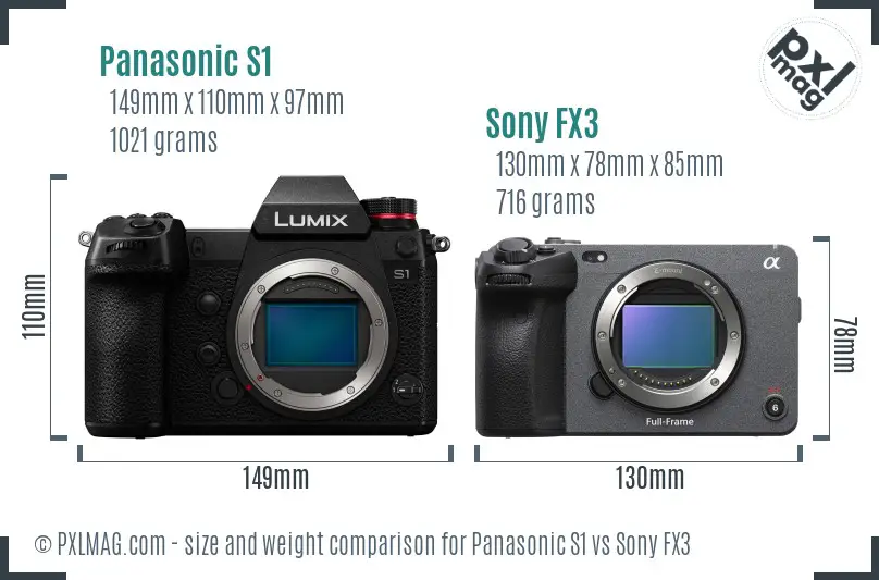 Panasonic S1 vs Sony FX3 size comparison Panasonic S1 vs Sony FX3 size comparison