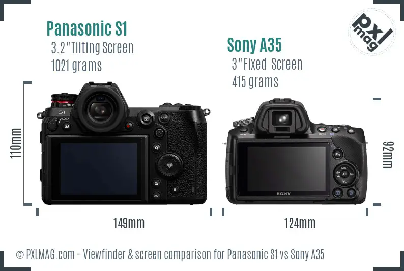 Panasonic S1 vs Sony A35 Screen and Viewfinder comparison