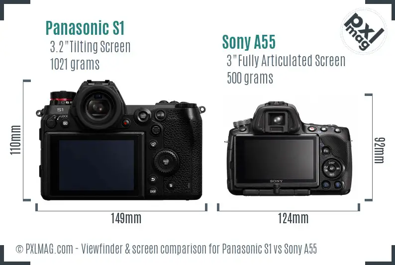 Panasonic S1 vs Sony A55 Screen and Viewfinder comparison