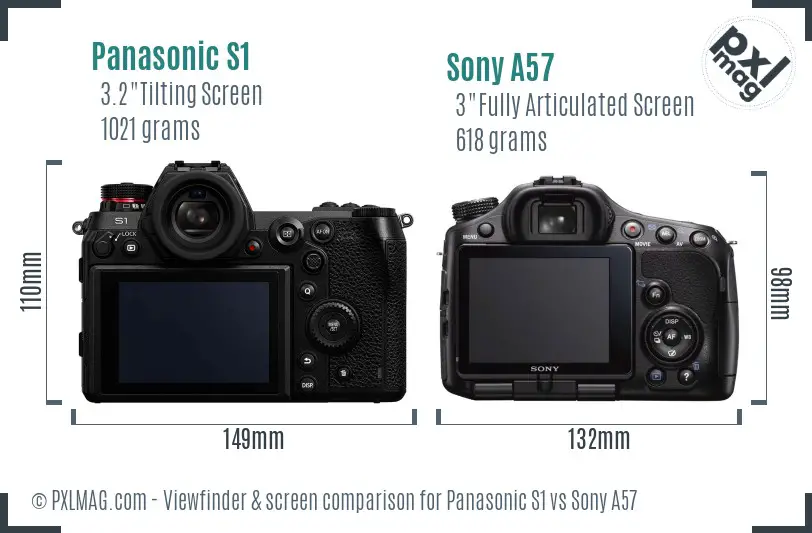 Panasonic S1 vs Sony A57 Screen and Viewfinder comparison