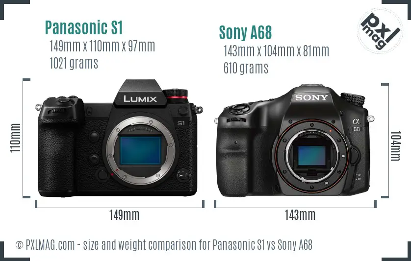 Panasonic S1 vs Sony A68 size comparison