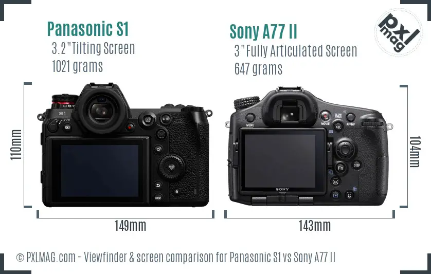 Panasonic S1 vs Sony A77 II Screen and Viewfinder comparison