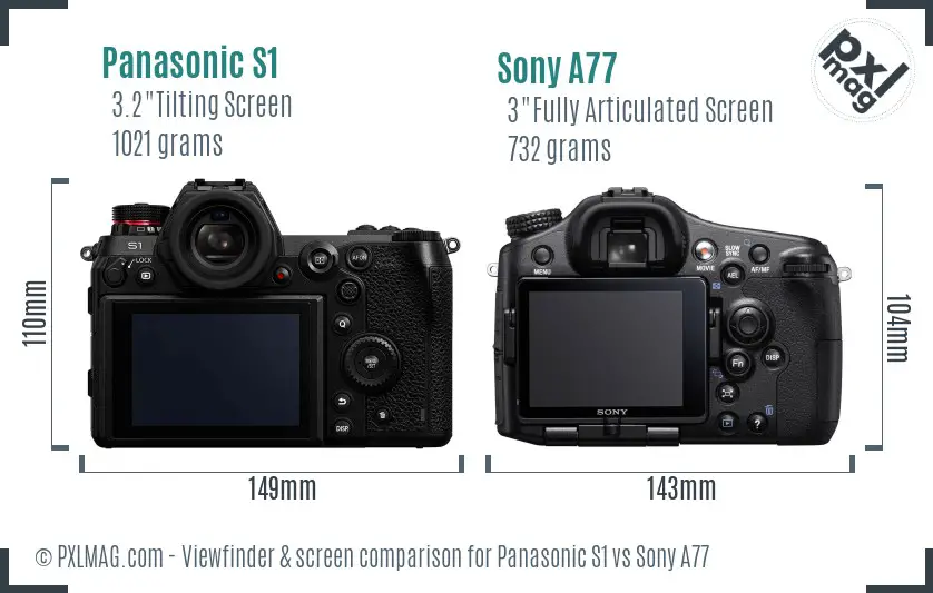 Panasonic S1 vs Sony A77 Screen and Viewfinder comparison