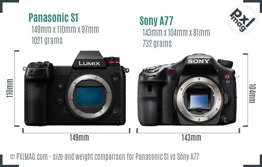 Panasonic S1 vs Sony A77 size comparison