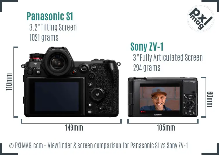 Panasonic S1 vs Sony ZV-1 Screen and Viewfinder comparison