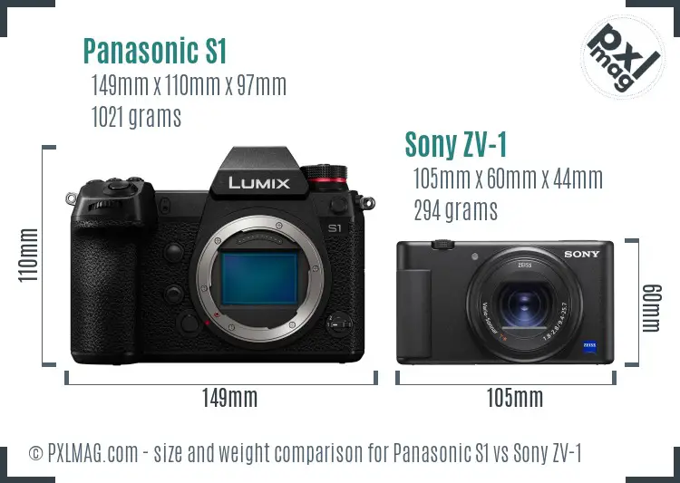 Panasonic S1 vs Sony ZV-1 size comparison