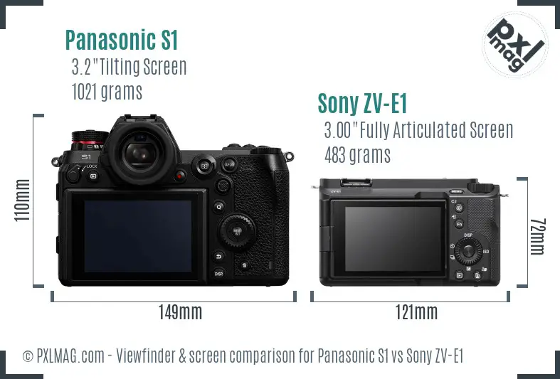 Panasonic S1 vs Sony ZV-E1 Screen and Viewfinder comparison