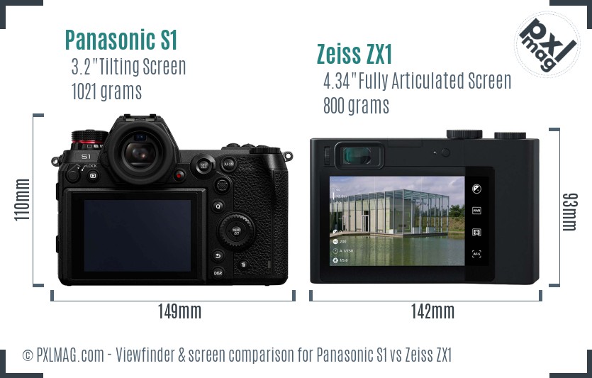Panasonic S1 vs Zeiss ZX1 Screen and Viewfinder comparison