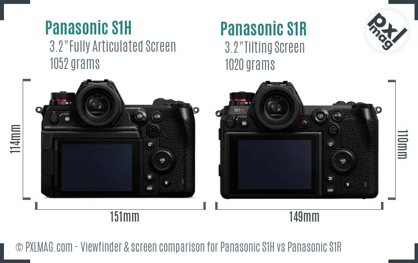 Panasonic S1H vs Panasonic S1R Screen and Viewfinder comparison