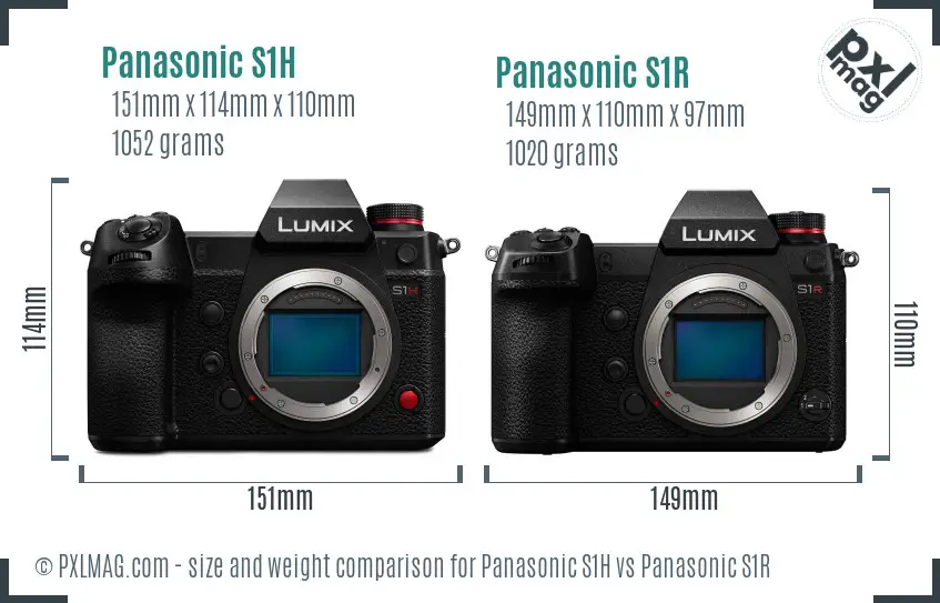 Panasonic S1H vs Panasonic S1R size comparison