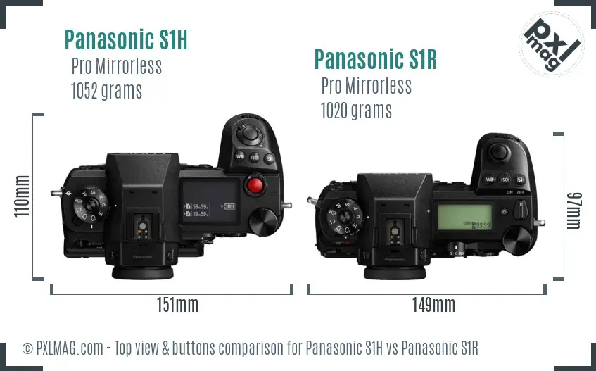 Panasonic S1H vs Panasonic S1R top view buttons comparison