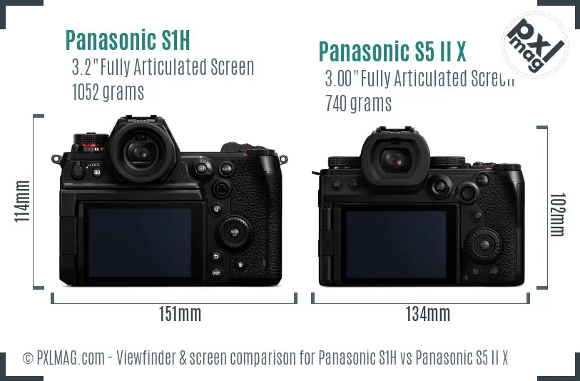 Panasonic S1H vs Panasonic S5 II X Screen and Viewfinder comparison