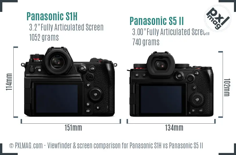 Panasonic S1H vs Panasonic S5 II Screen and Viewfinder comparison