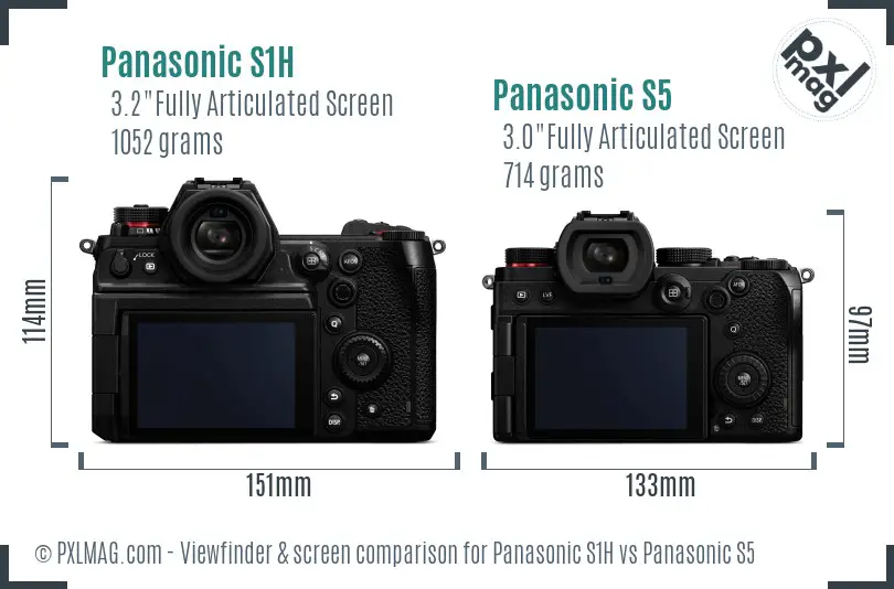 Panasonic S1H vs Panasonic S5 Screen and Viewfinder comparison