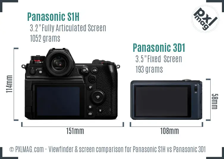 Panasonic S1H vs Panasonic 3D1 Screen and Viewfinder comparison