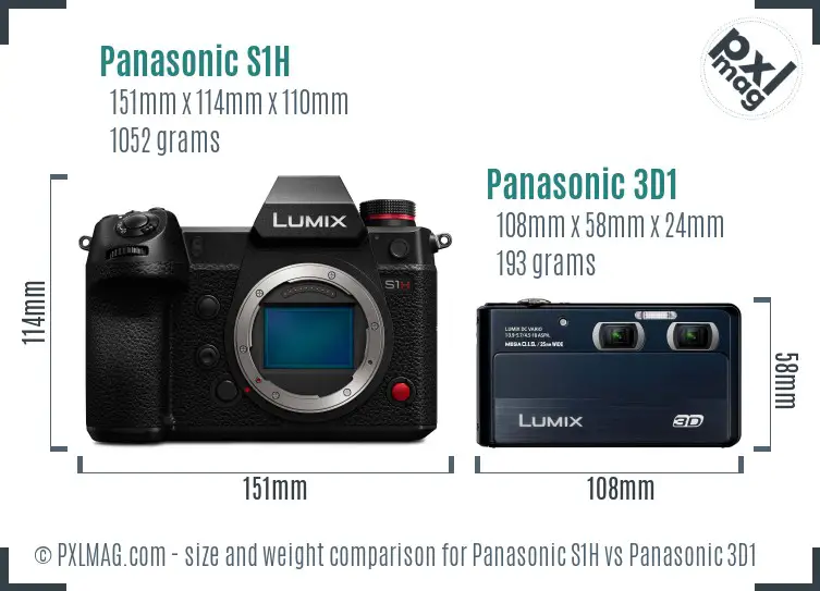 Panasonic S1H vs Panasonic 3D1 size comparison