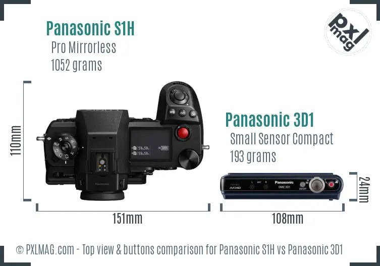 Panasonic S1H vs Panasonic 3D1 top view buttons comparison