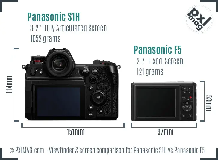 Panasonic S1H vs Panasonic F5 Screen and Viewfinder comparison