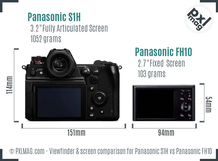 Panasonic S1H vs Panasonic FH10 Screen and Viewfinder comparison