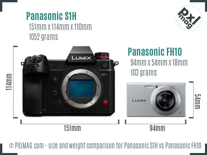 Panasonic S1H vs Panasonic FH10 size comparison