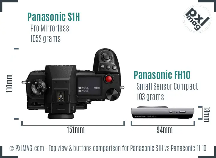 Panasonic S1H vs Panasonic FH10 top view buttons comparison