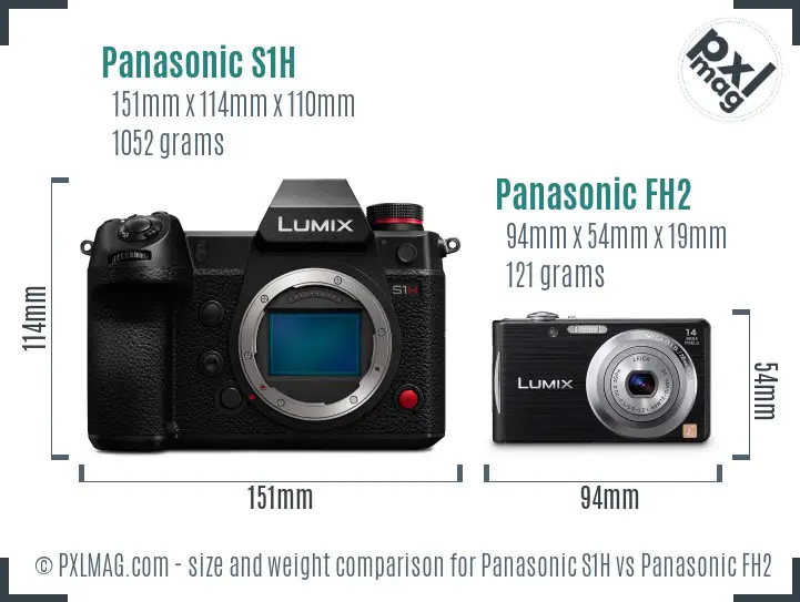Panasonic S1H vs Panasonic FH2 size comparison