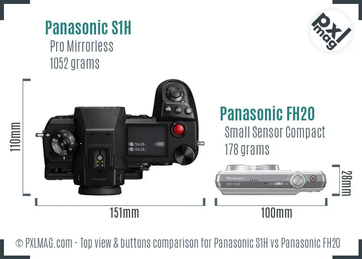 Panasonic S1H vs Panasonic FH20 top view buttons comparison