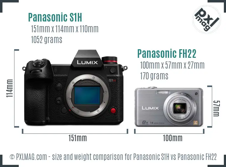 Panasonic S1H vs Panasonic FH22 size comparison