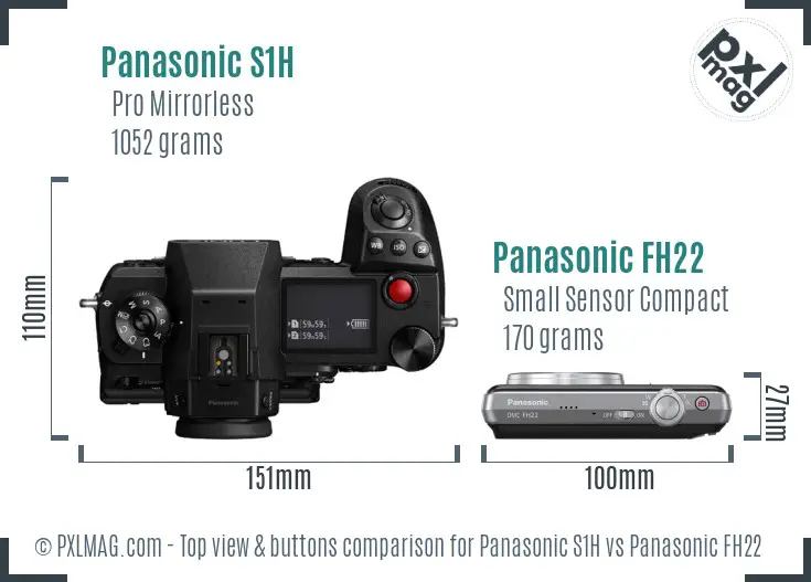 Panasonic S1H vs Panasonic FH22 top view buttons comparison