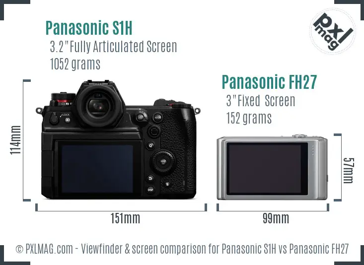 Panasonic S1H vs Panasonic FH27 Screen and Viewfinder comparison