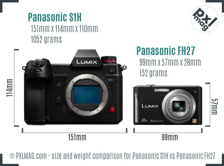Panasonic S1H vs Panasonic FH27 size comparison