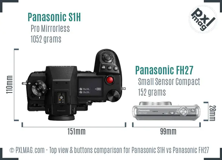 Panasonic S1H vs Panasonic FH27 top view buttons comparison
