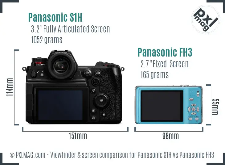 Panasonic S1H vs Panasonic FH3 Screen and Viewfinder comparison