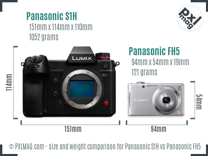Panasonic S1H vs Panasonic FH5 size comparison