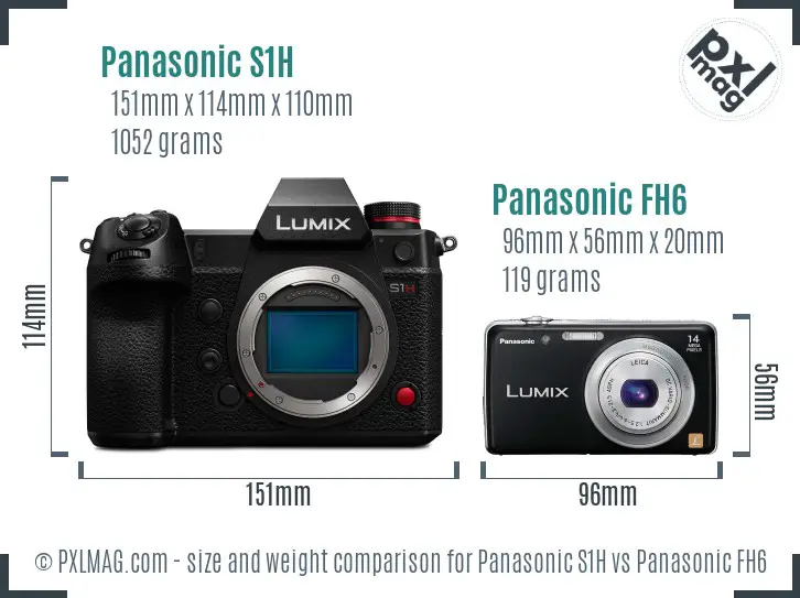Panasonic S1H vs Panasonic FH6 size comparison