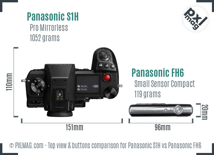 Panasonic S1H vs Panasonic FH6 top view buttons comparison
