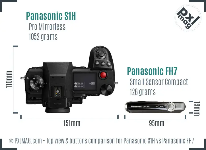 Panasonic S1H vs Panasonic FH7 top view buttons comparison