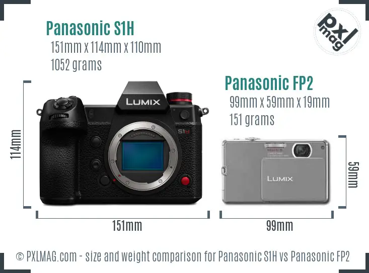 Panasonic S1H vs Panasonic FP2 size comparison