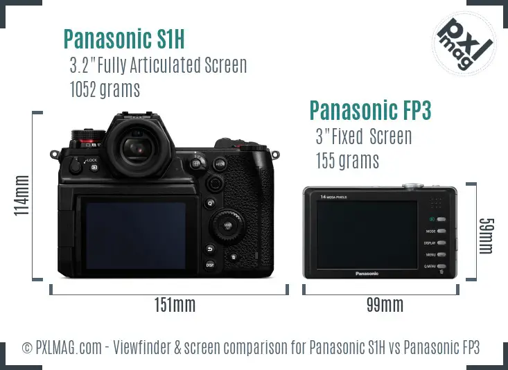 Panasonic S1H vs Panasonic FP3 Screen and Viewfinder comparison