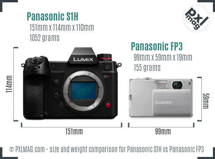 Panasonic S1H vs Panasonic FP3 size comparison