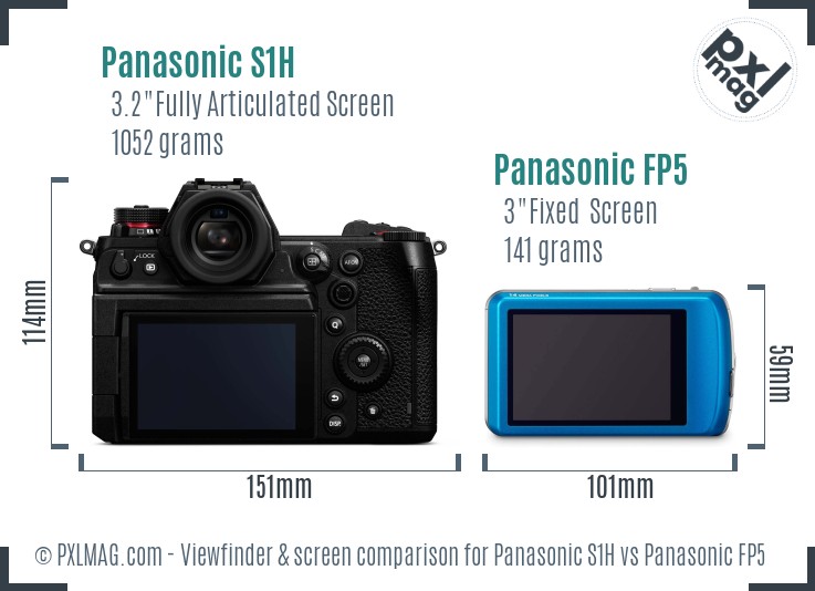 Panasonic S1H vs Panasonic FP5 Screen and Viewfinder comparison