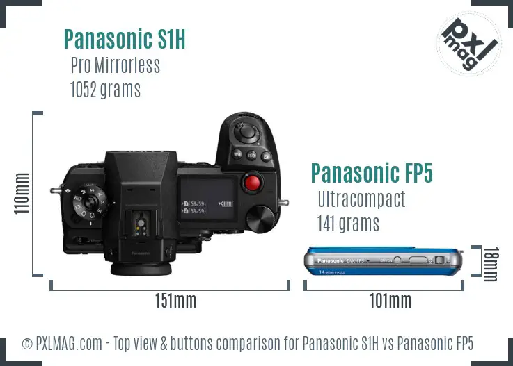 Panasonic S1H vs Panasonic FP5 top view buttons comparison