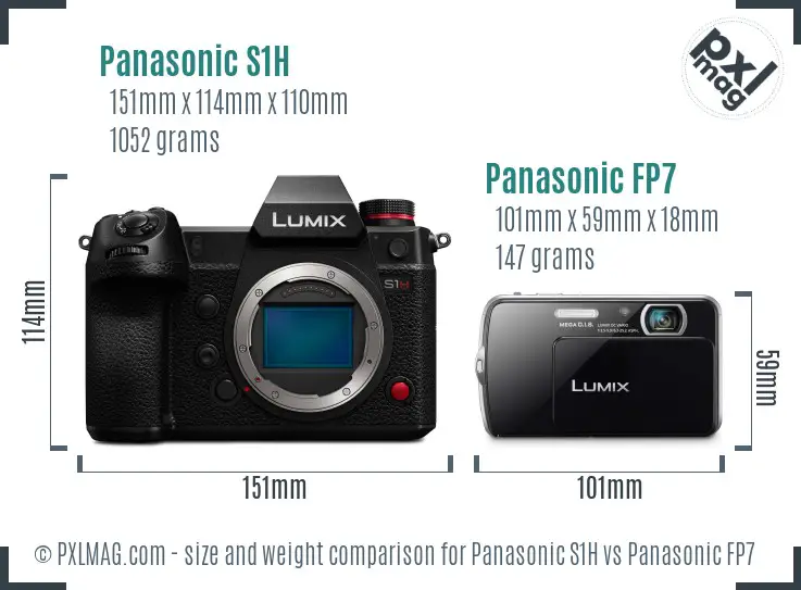 Panasonic S1H vs Panasonic FP7 size comparison