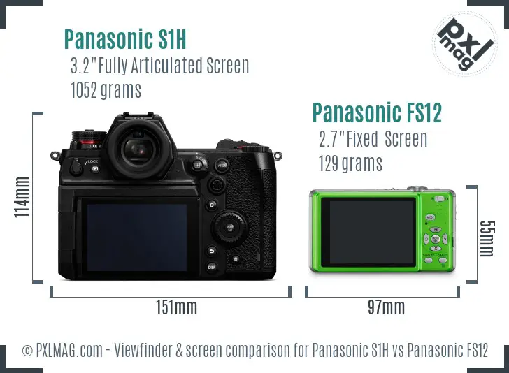 Panasonic S1H vs Panasonic FS12 Screen and Viewfinder comparison