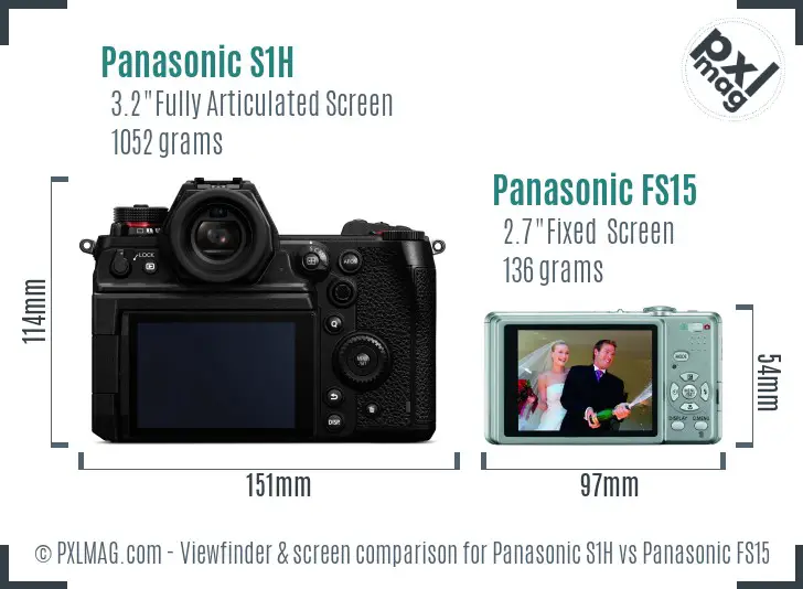 Panasonic S1H vs Panasonic FS15 Screen and Viewfinder comparison