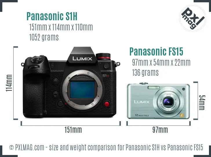 Panasonic S1H vs Panasonic FS15 size comparison