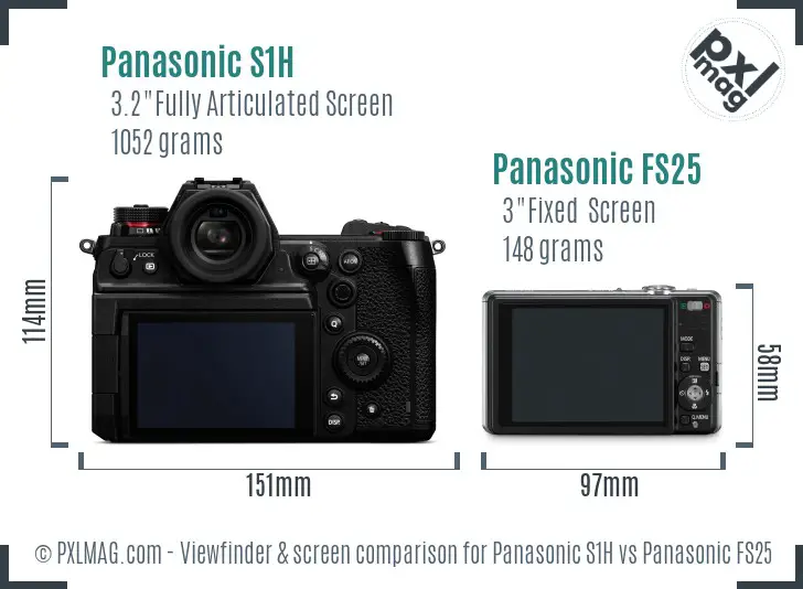 Panasonic S1H vs Panasonic FS25 Screen and Viewfinder comparison