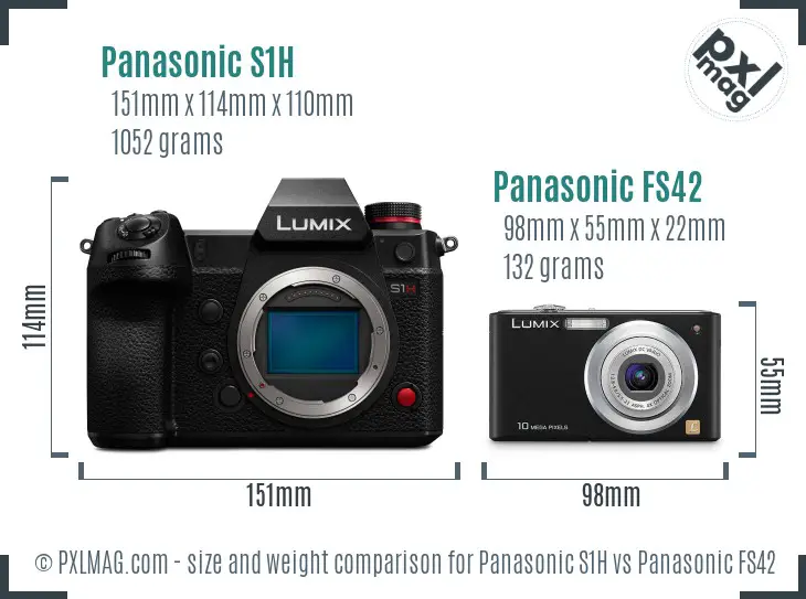 Panasonic S1H vs Panasonic FS42 size comparison